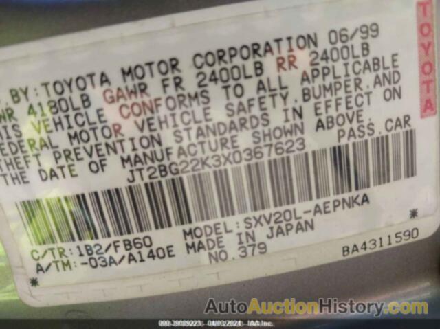 TOYOTA CAMRY CE/LE/XLE, JT2BG22K3X0367623