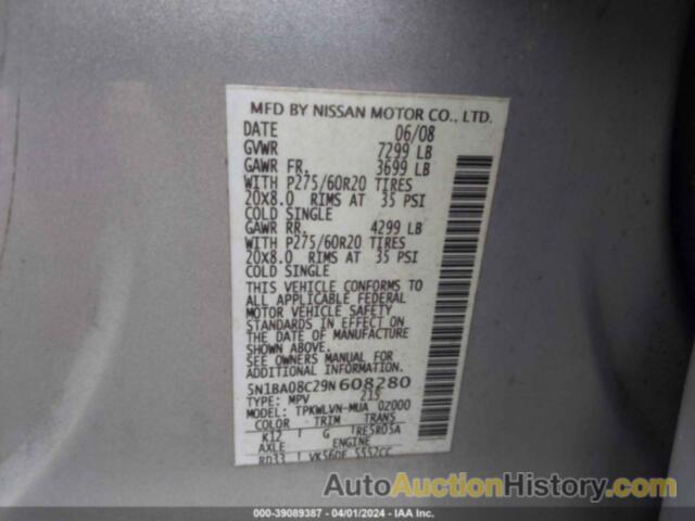 NISSAN ARMADA LE, 5N1BA08C29N608280