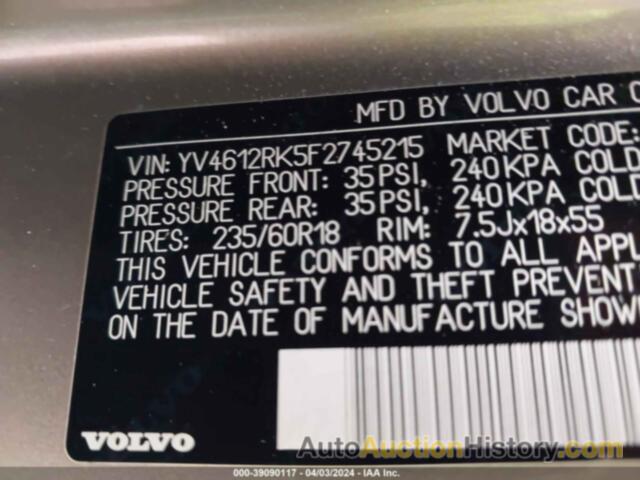 VOLVO XC60 T5/T5 PREMIER, YV4612RK5F2745215