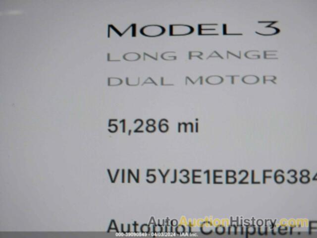 TESLA MODEL 3 LONG RANGE DUAL MOTOR ALL-WHEEL DRIVE, 5YJ3E1EB2LF638447
