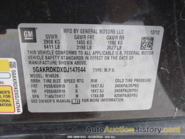 BUICK ENCLAVE PREMIUM, 5GAKRDKDXDJ147644