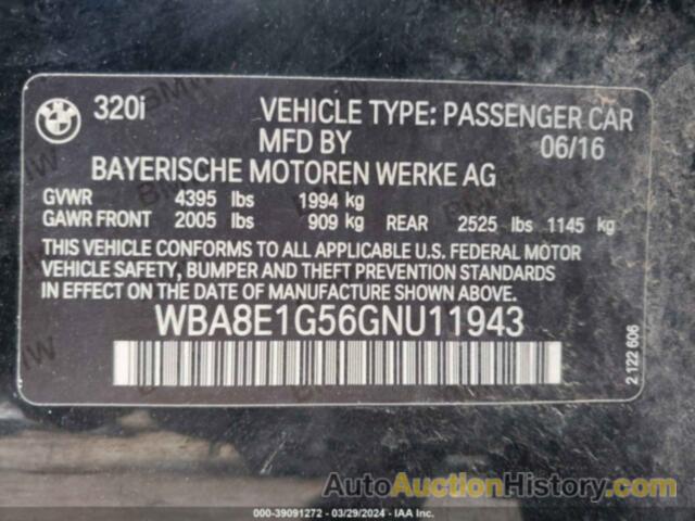 BMW 320I, WBA8E1G56GNU11943