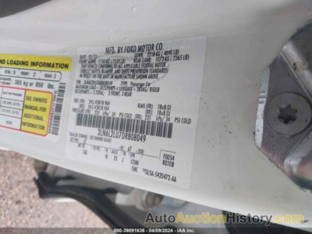 LINCOLN MKZ HYBRID, 3LN6L2LU7DR808049