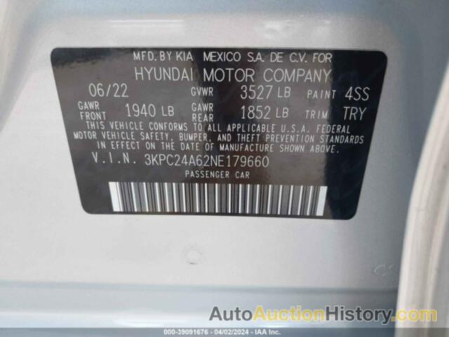 HYUNDAI ACCENT SE, 3KPC24A62NE179660