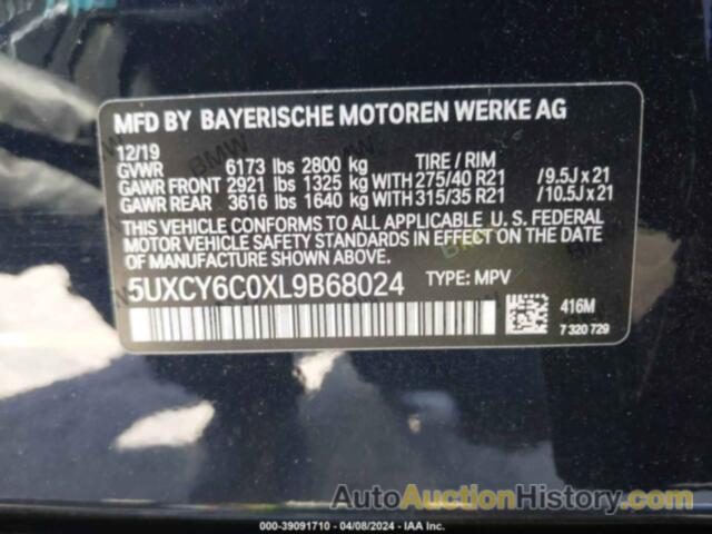 BMW X6 XDRIVE40I, 5UXCY6C0XL9B68024