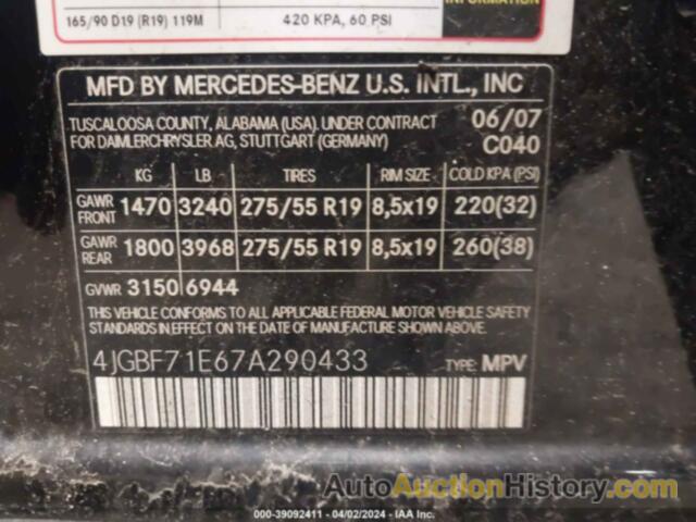 MERCEDES-BENZ GL 450 4MATIC, 4JGBF71E67A290433