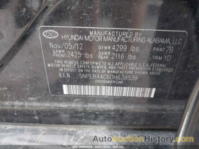 HYUNDAI SONATA GLS, 5NPEB4AC6DH639539