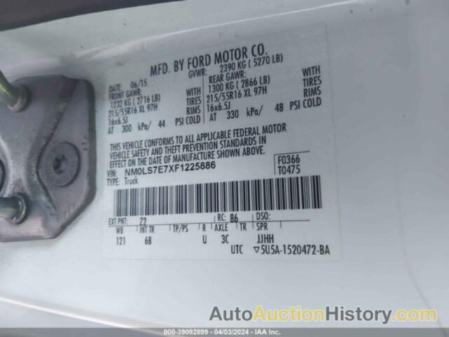 FORD TRANSIT CONNECT XL, NM0LS7E7XF1225886