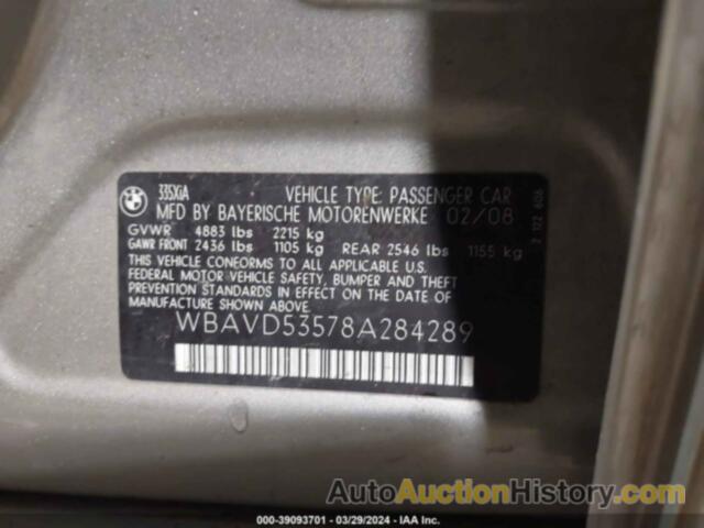 BMW 335XI, WBAVD53578A284289