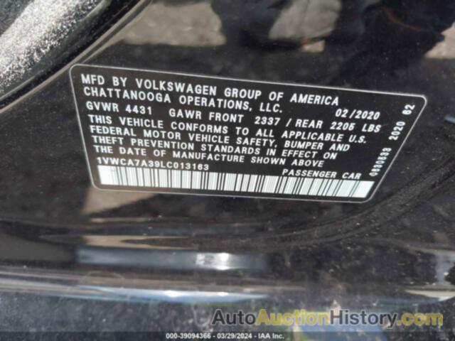 VOLKSWAGEN PASSAT 2.0T SEL, 1VWCA7A39LC013163