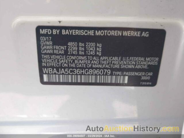 BMW 530I, WBAJA5C36HG896079
