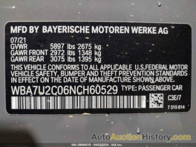 BMW 750 I XDRIVE, WBA7U2C06NCH60529