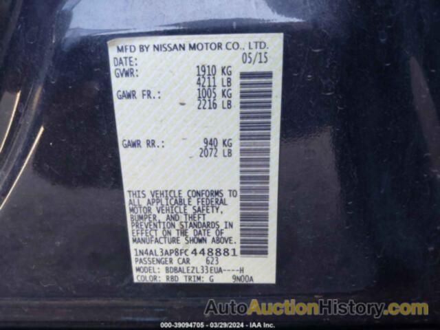 NISSAN ALTIMA 2.5 S, 1N4AL3AP8FC448881