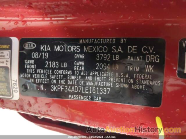 KIA FORTE GT LINE/S, 3KPF34AD7LE161337