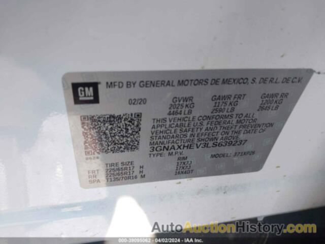 CHEVROLET EQUINOX FWD LS, 3GNAXHEV3LS639237