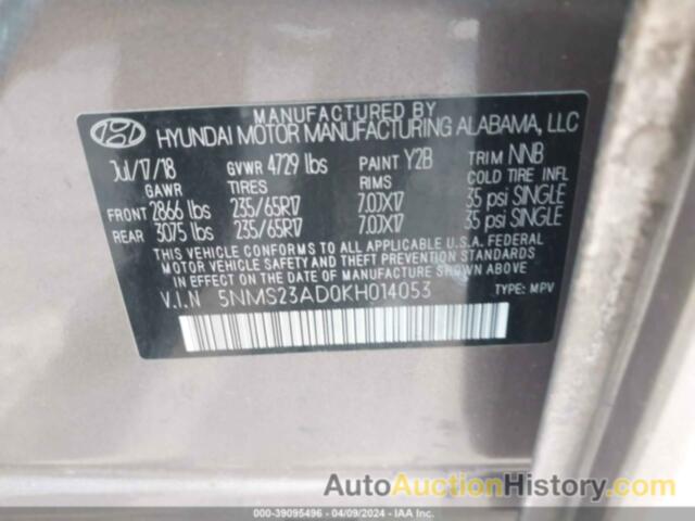 HYUNDAI SANTA FE SE, 5NMS23AD0KH014053