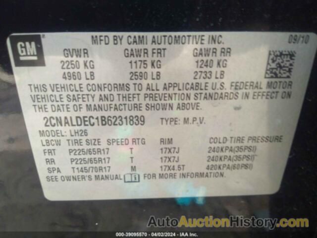 CHEVROLET EQUINOX 1LT, 2CNALDEC1B6231839