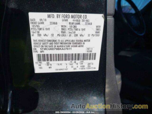 FORD ESCAPE XLT, 1FMCU0D79BKA37611