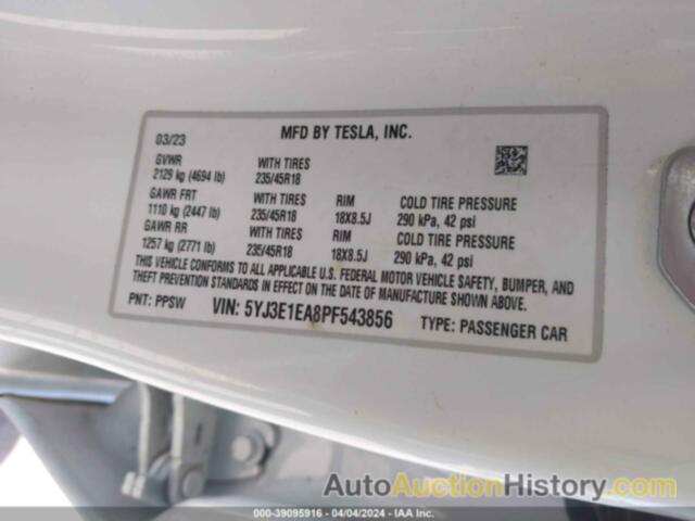 TESLA MODEL 3, 5YJ3E1EA8PF543856