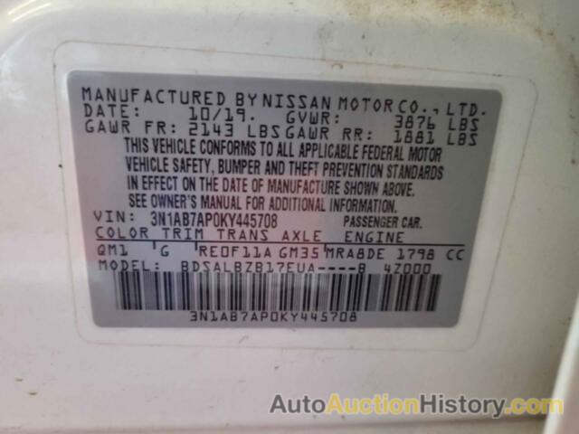 NISSAN SENTRA S, 3N1AB7AP0KY445708