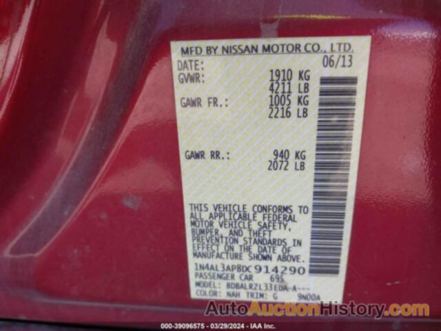 NISSAN ALTIMA 2.5 S, 1N4AL3AP8DC914290