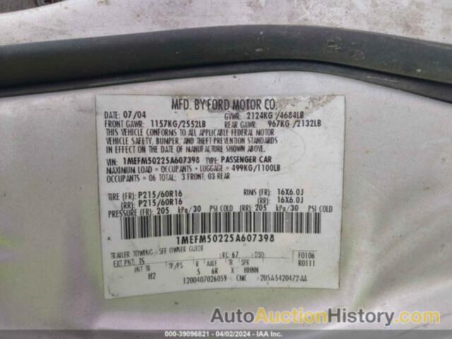 MERCURY SABLE GS, 1MEFM50225A607398