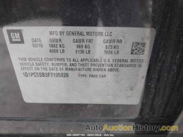 CHEVROLET CRUZE LT, 1G1PC5SB3F7195828