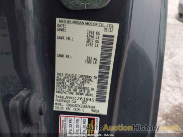 NISSAN ALTIMA S, 1N4AL2EP4CC261945