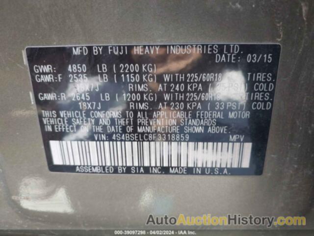 SUBARU OUTBACK 3.6R LIMITED, 4S4BSELC8F3318859