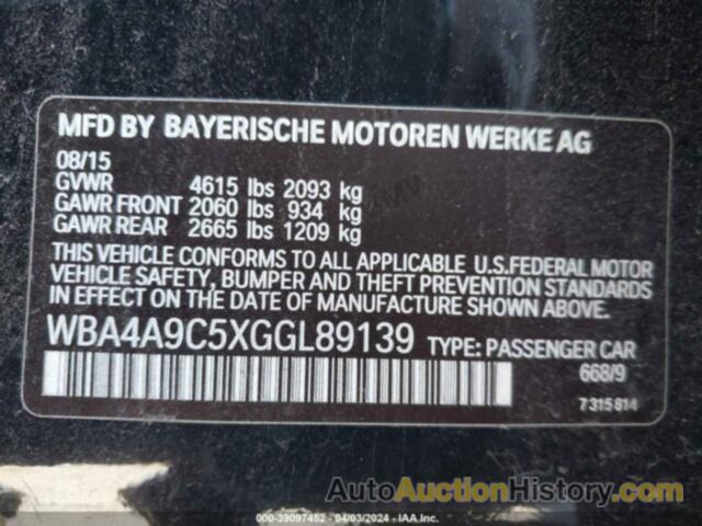 BMW 428I GRAN COUPE, WBA4A9C5XGGL89139