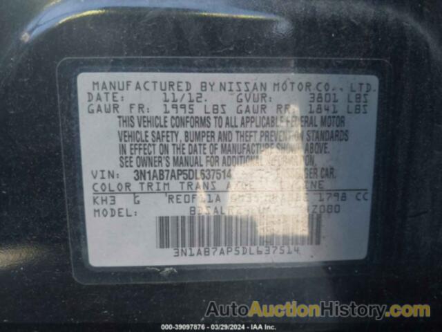 NISSAN SENTRA SR, 3N1AB7AP5DL637514