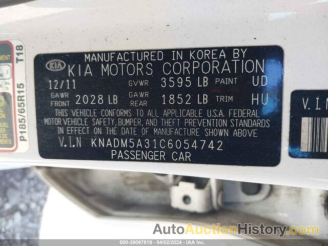 KIA RIO5 LX, KNADM5A31C6054742