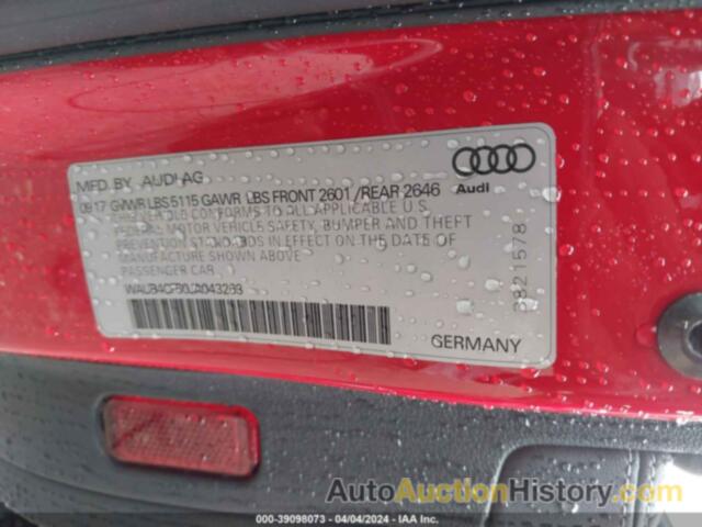 AUDI S5 3.0T PREMIUM PLUS, WAUB4CF50JA043263