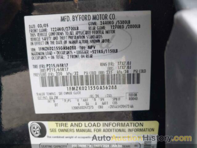 FORD FREESTYLE SEL, 1FMZK02155GA56288