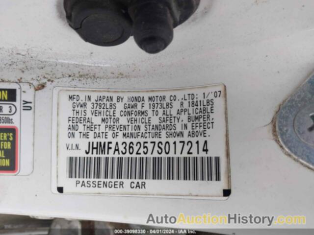 HONDA CIVIC HYBRID, JHMFA36257S017214