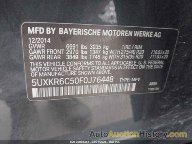 BMW X5 XDRIVE50I, 5UXKR6C50F0J76448