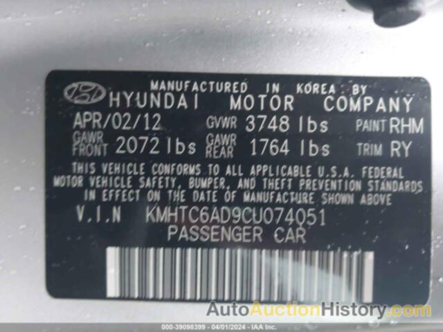 HYUNDAI VELOSTER, KMHTC6AD9CU074051