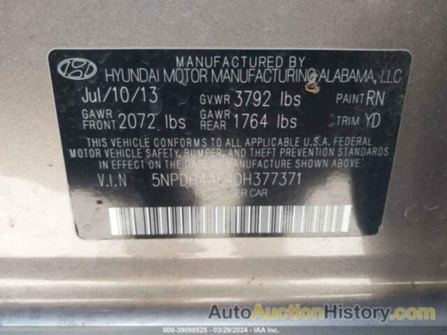 HYUNDAI ELANTRA GLS, 5NPDH4AE4DH377371