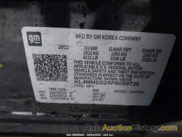 BUICK ENCORE GX SELECT FWD, KL4MMDS2XPB059738