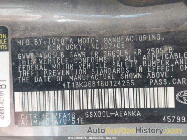 TOYOTA AVALON XL, 4T1BK36B16U124255