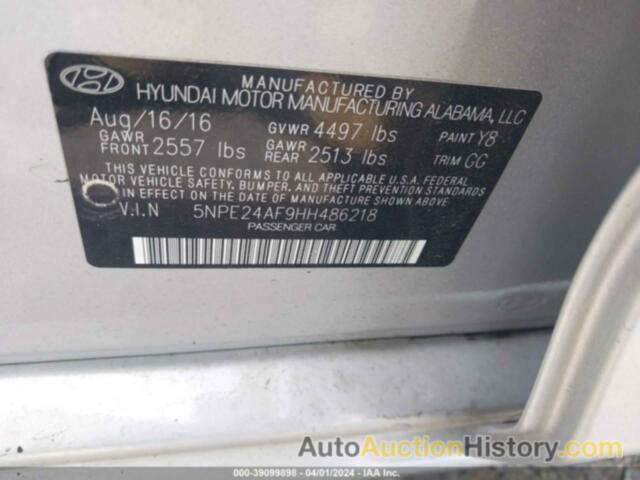 HYUNDAI SONATA SE, 5NPE24AF9HH486218