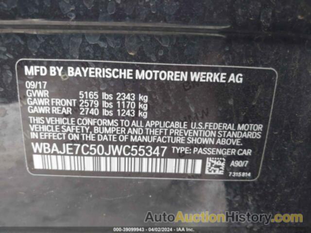 BMW 540I XDRIVE, WBAJE7C50JWC55347