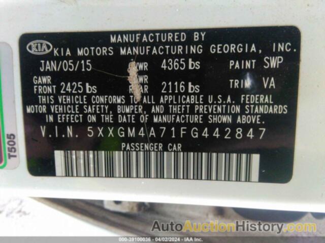 KIA OPTIMA LX, 5XXGM4A71FG442847