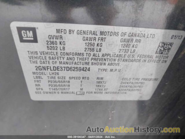 CHEVROLET EQUINOX 1LT, 2GNFLDE37D6259424