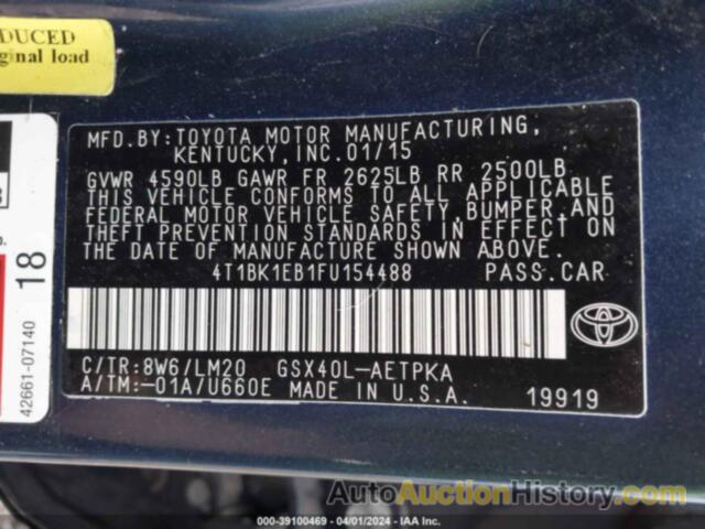 TOYOTA AVALON LIMITED, 4T1BK1EB1FU154488