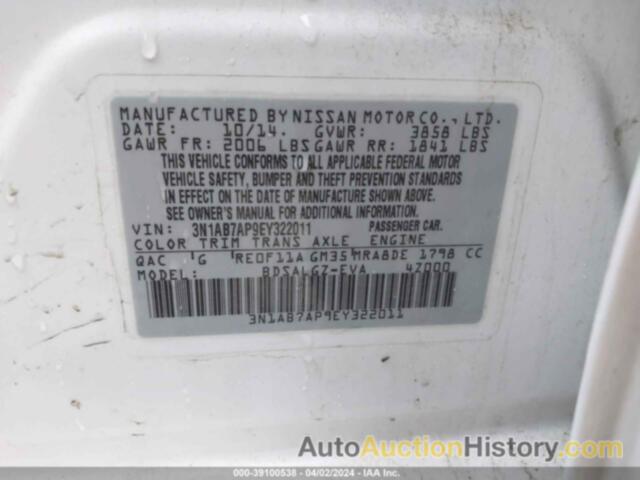 NISSAN SENTRA SL, 3N1AB7AP9EY322011