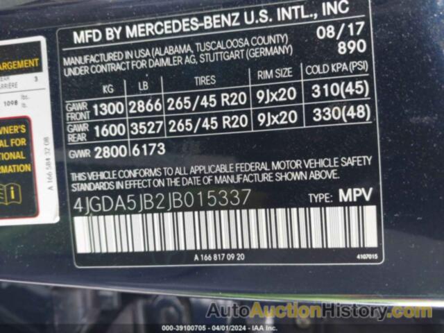 MERCEDES-BENZ GLE 350, 4JGDA5JB2JB015337