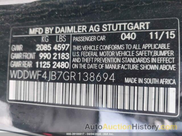 MERCEDES-BENZ C 300, WDDWF4JB7GR138694