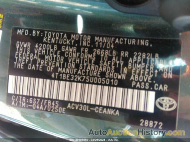 TOYOTA CAMRY LE, 4T1BE32K75U005010