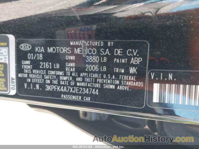 KIA FORTE LX, 3KPFK4A7XJE234744